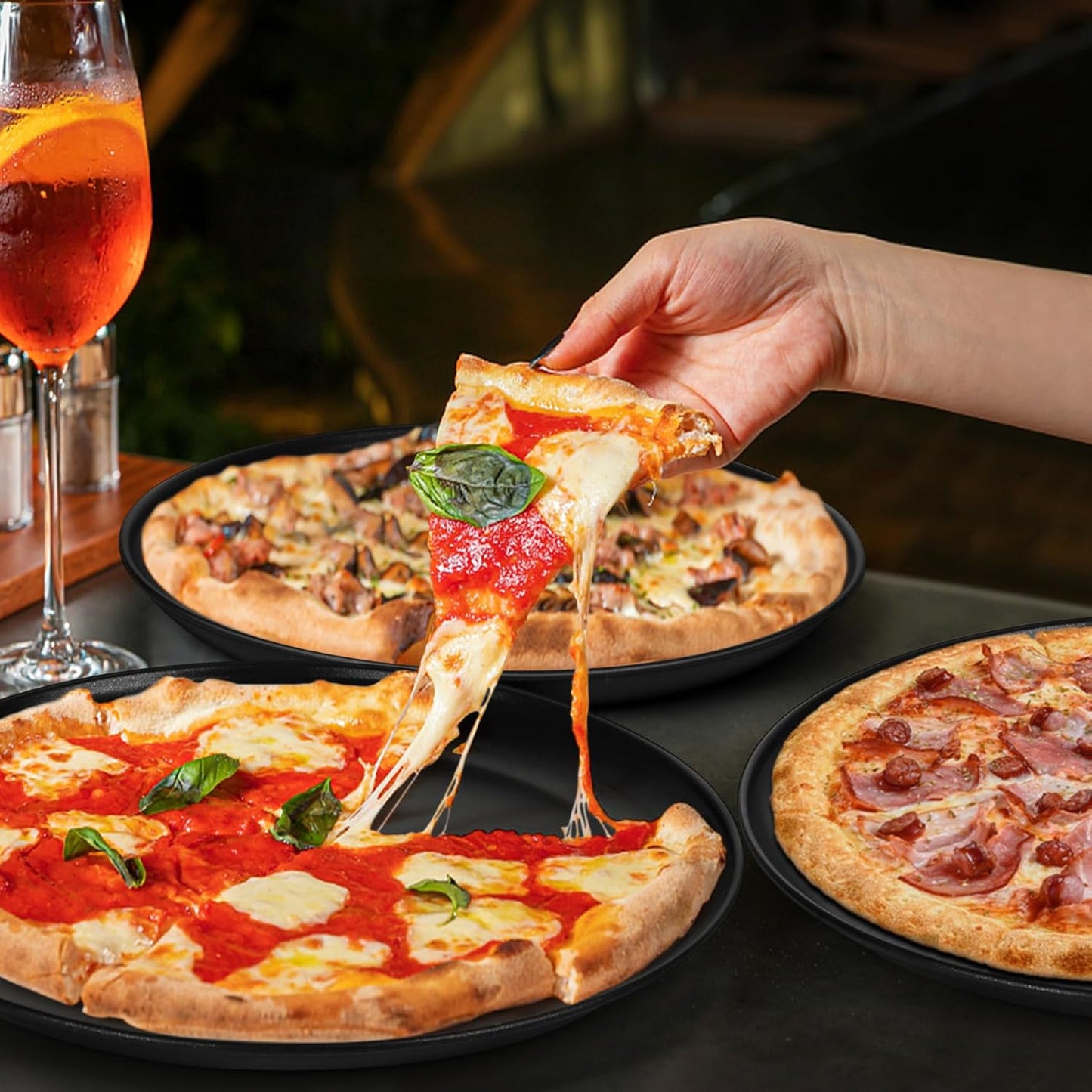 طقم صواني بيتزا غير لاصقة - 3 قطع - Hommy