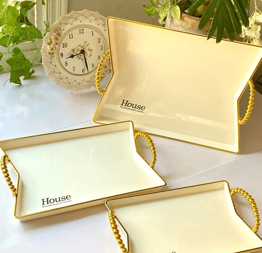 طقم صواني تقديم هاوس ٣ قطع فراشة - ابيض - Hommy