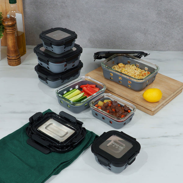 طقم علب زجاج أرشيا 7 قطع محكم الغلق – Glass Container Set Arshia