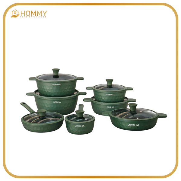 طقم حلل تيفال دايموند 14 قطعة – جرانيت غير لاصق بغطاء بيركس- 3846 - زيتي