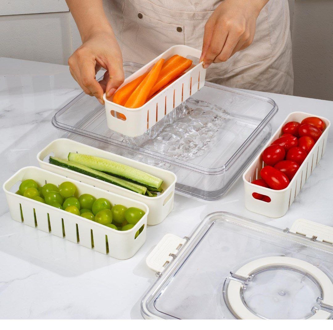 علبة ثلاجه مقسمه بغطاء - Hommy