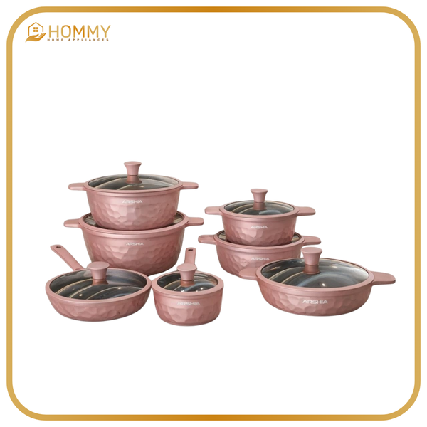 طقم حلل تيفال دايموند 14 قطعة – جرانيت غير لاصق بغطاء بيركس- 3846 - كشميري