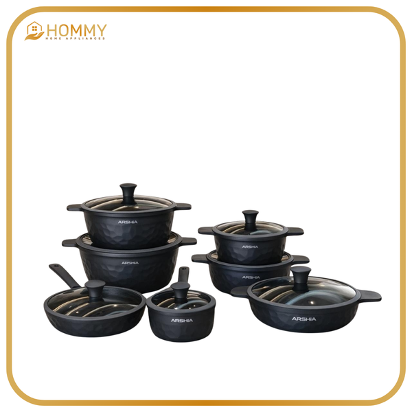 طقم حلل تيفال دايموند 14 قطعة – جرانيت غير لاصق بغطاء بيركس- 3846 - جراي