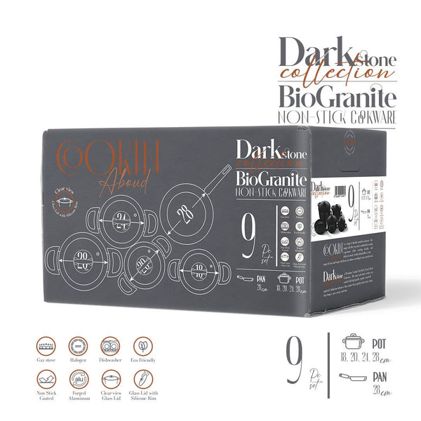 طقم حلل كوكن عبود بايو جرانيت 9 قطع – دارك ستون