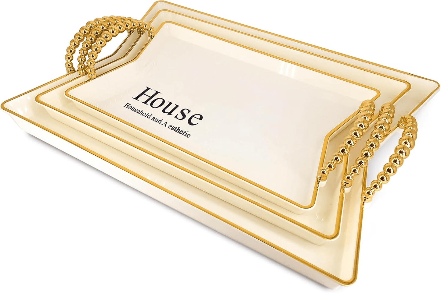 طقم صواني تقديم هاوس ٣ قطع فراشة - ابيض - Hommy